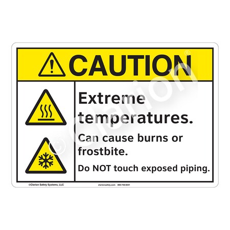 ANSI/ISO Comp. Caution Extreme Temperatures Safety Sign Indoor/Outdoor Flexible Polyester  12x18